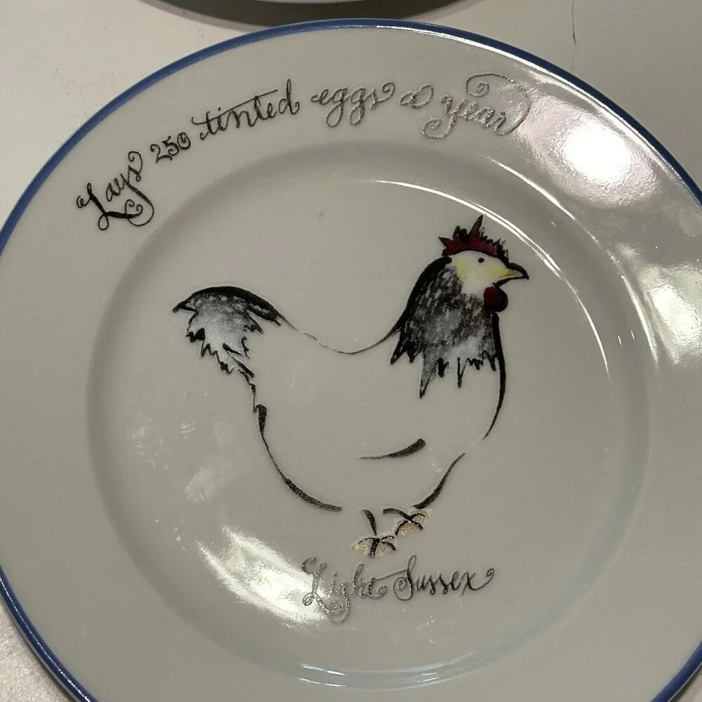 4 Italian Villa Porcelain 8” Plate Rosanna Chickens Williams Sonoma Farmhouse